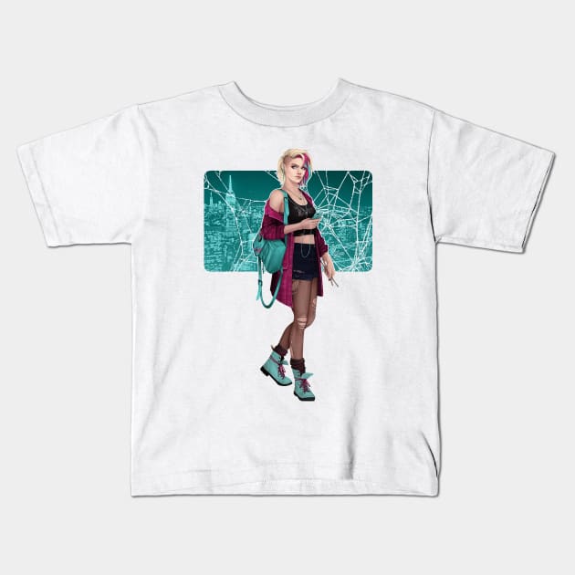 NYC - Teal Kids T-Shirt by terasart